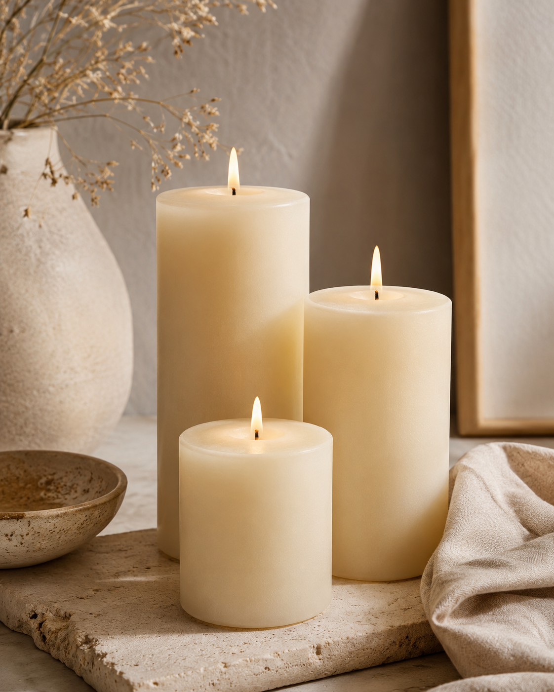 The Pillar Set — hand-crafted beeswax pillar candles